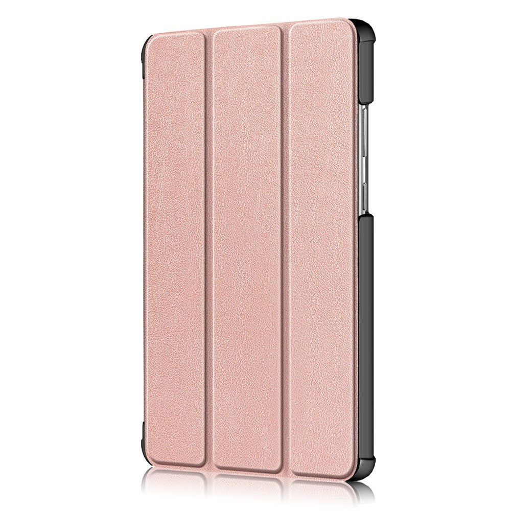 Litch Skin PU Leather Tri-fold Stand Tablet Case for Lenovo Tab M8 TB-8505 - Rose Gold