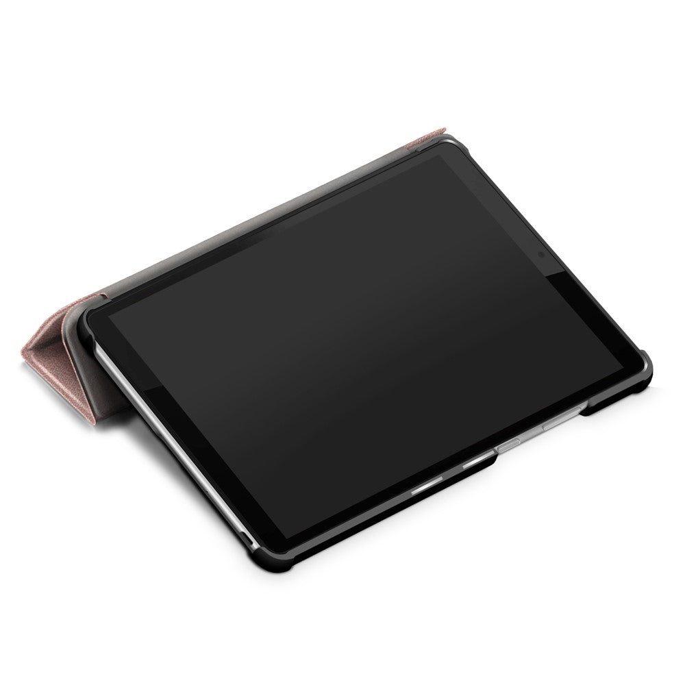 Litch Skin PU Leather Tri-fold Stand Tablet Case for Lenovo Tab M8 TB-8505 - Rose Gold