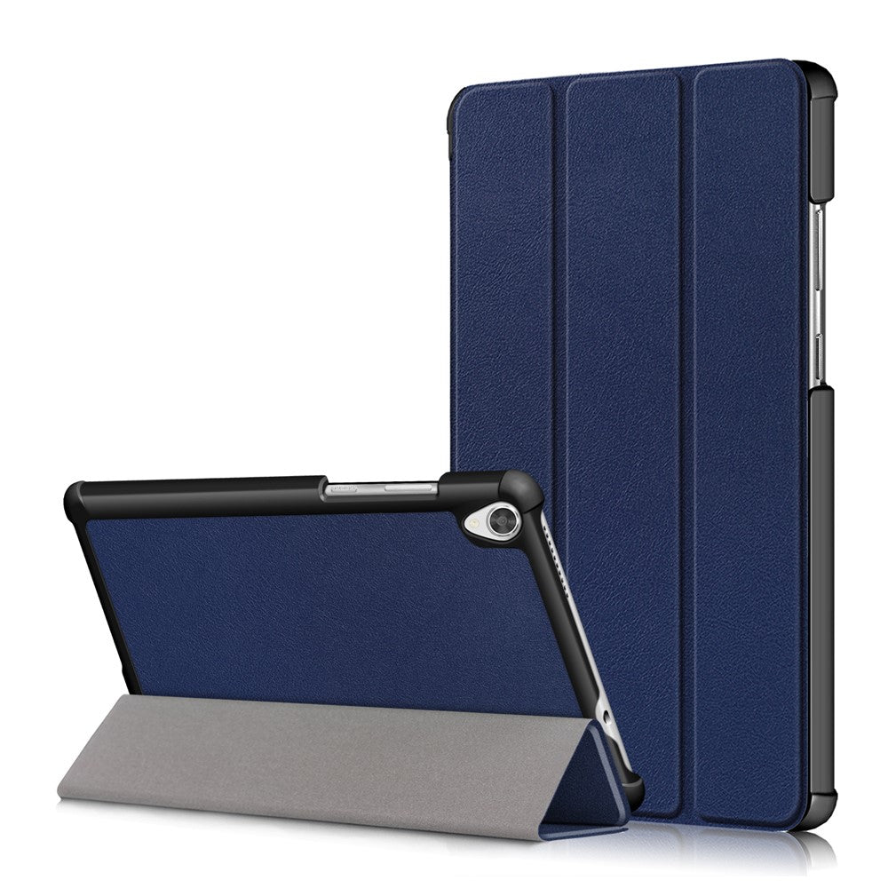 Litch Skin PU Leather Tri-fold Stand Tablet Case for Lenovo Tab M8 TB-8505 - Blue