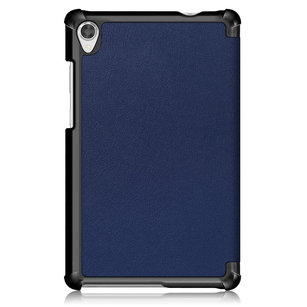 Litch Skin PU Leather Tri-fold Stand Tablet Case for Lenovo Tab M8 TB-8505 - Blue