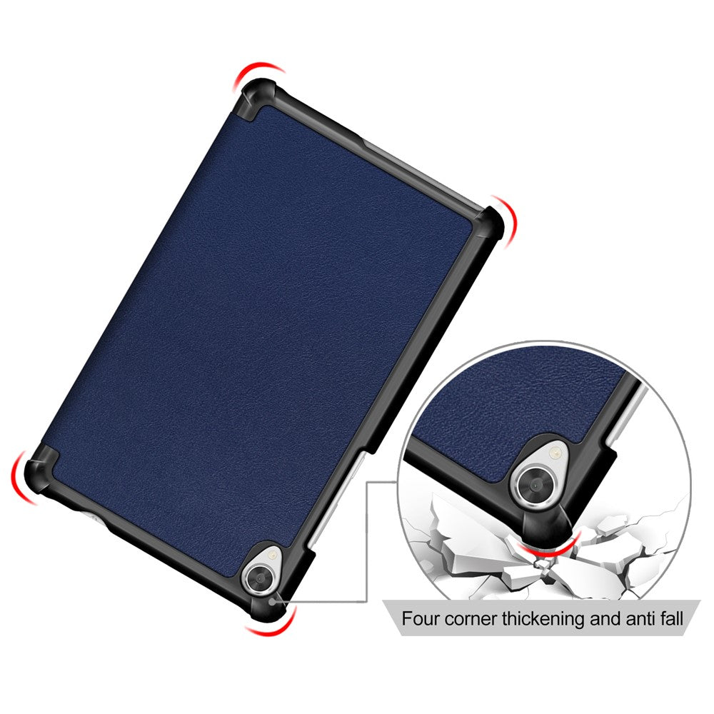 Litch Skin PU Leather Tri-fold Stand Tablet Case for Lenovo Tab M8 TB-8505 - Blue