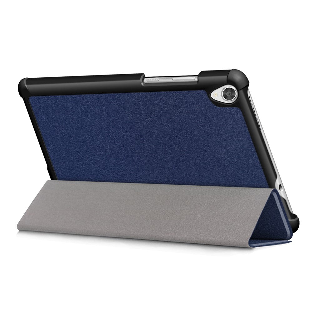 Litch Skin PU Leather Tri-fold Stand Tablet Case for Lenovo Tab M8 TB-8505 - Blue