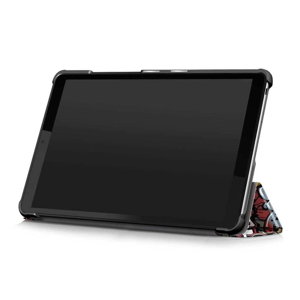 Pattern Printing Tri-fold Stand Leather Case for Lenovo Tab M8 TB-8505 - Cartoon Graffiti