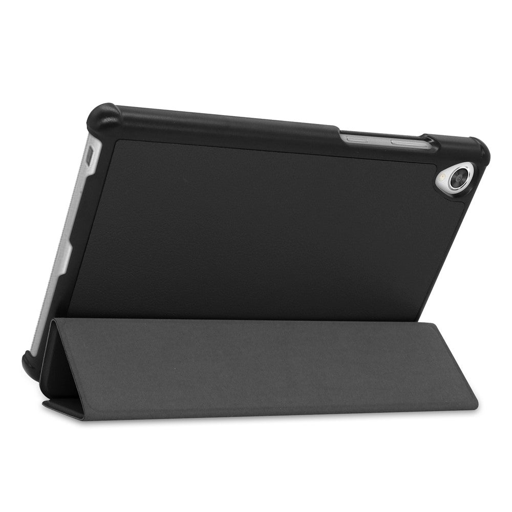 Stable Tri-fold Stand Stand Leather Tablet Covering Protection Case for Lenovo Tab M8 TB-8505X - Black