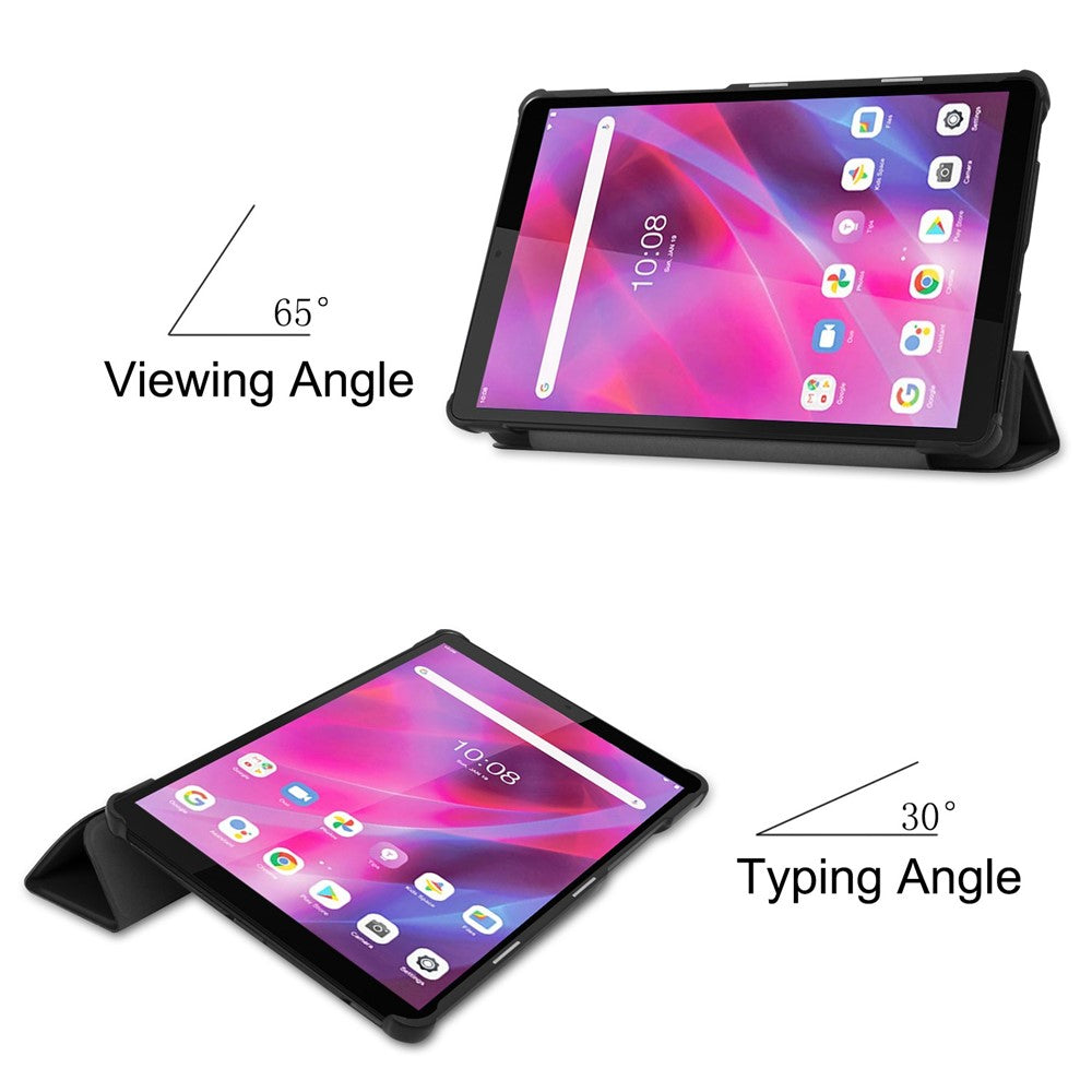 Stable Tri-fold Stand Stand Leather Tablet Covering Protection Case for Lenovo Tab M8 TB-8505X - Black