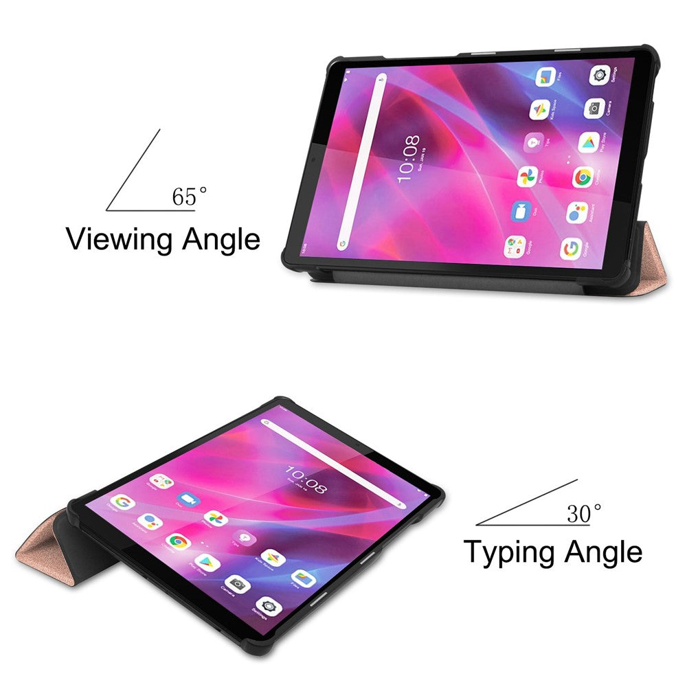 Stable Tri-fold Stand Stand Leather Tablet Covering Protection Case for Lenovo Tab M8 TB-8505X - Rose Gold