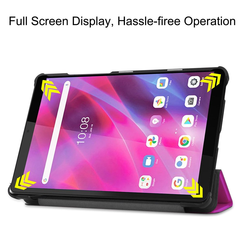 Stable Tri-fold Stand Stand Leather Tablet Covering Protection Case for Lenovo Tab M8 TB-8505X - Purple