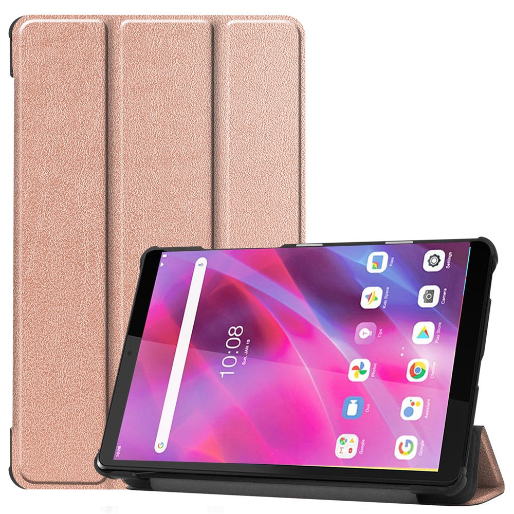 Stable Tri-fold Stand with Stand Leather Tablet Cover for Lenovo Tab M8 HD8505/8705 - Rose Gold