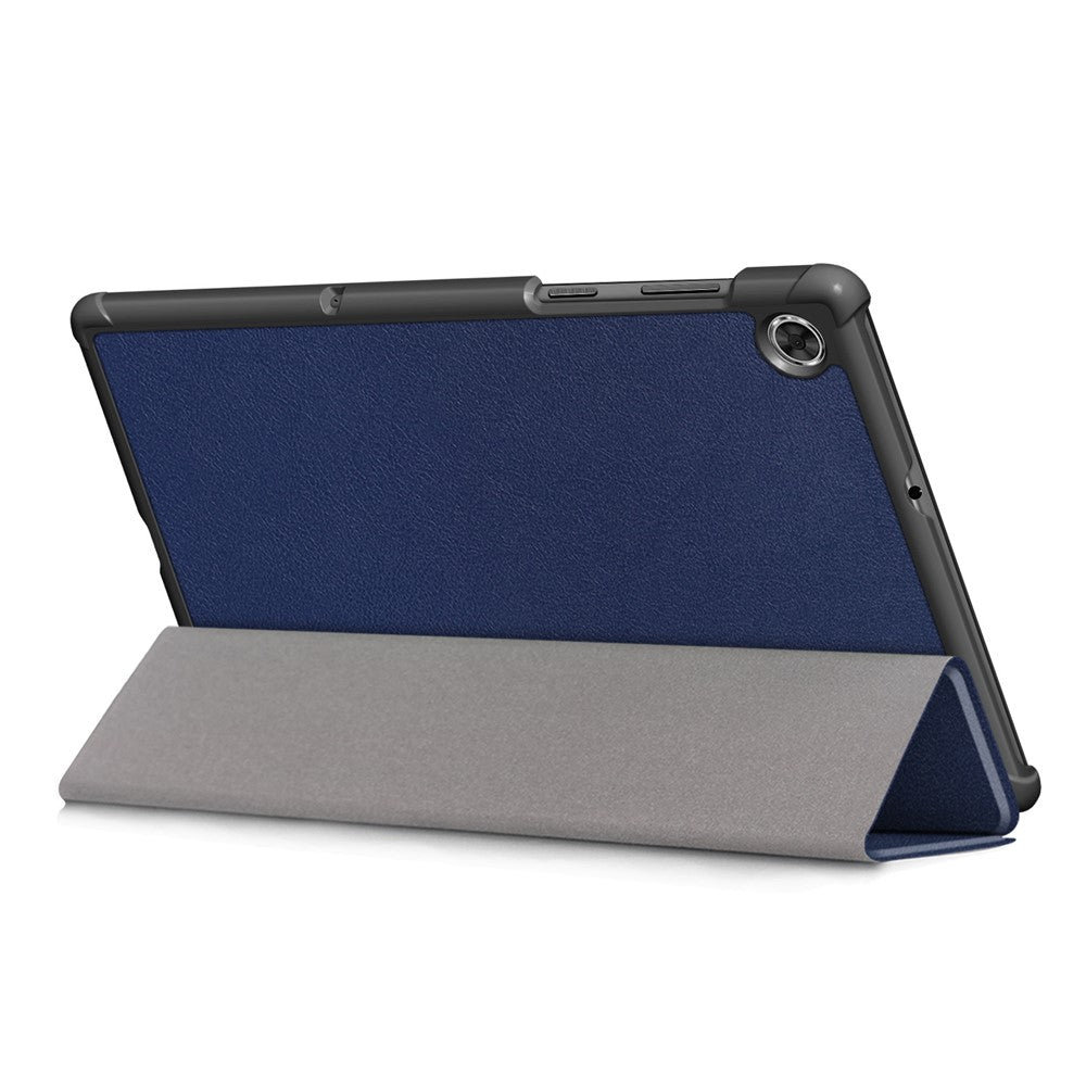 Textured Leather Tri-fold Stand Case Auto-Wake/Sleep Smart Tablet Cover Ultra Slim for Lenovo Smart Tab M10 FHD Plus/Tab M10 Plus TB-X606F - Blue