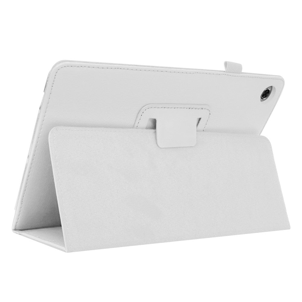 For Lenovo Tab M10 Plus TB-X606F PU Leather Case Shockproof Flip Tablet Cover with Stand Elastic Pencil Holder - White