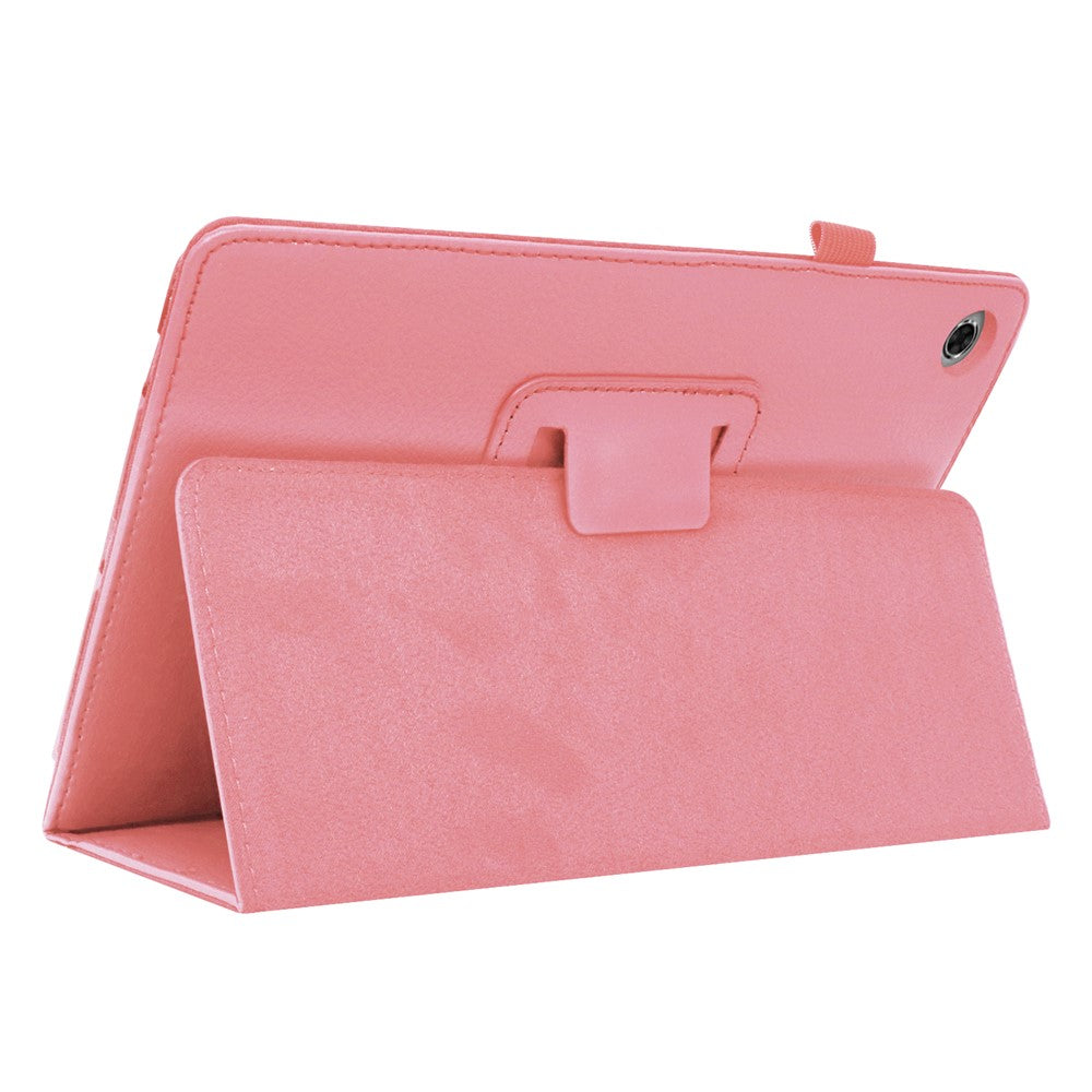 For Lenovo Tab M10 Plus TB-X606F PU Leather Case Shockproof Flip Tablet Cover with Stand Elastic Pencil Holder - Pink