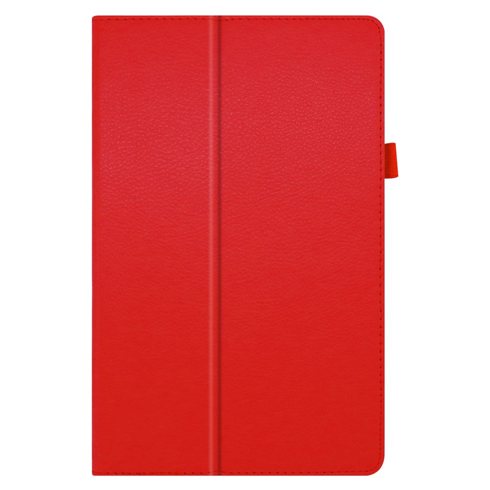 For Lenovo Tab M10 Plus TB-X606F PU Leather Case Shockproof Flip Tablet Cover with Stand Elastic Pencil Holder - Red