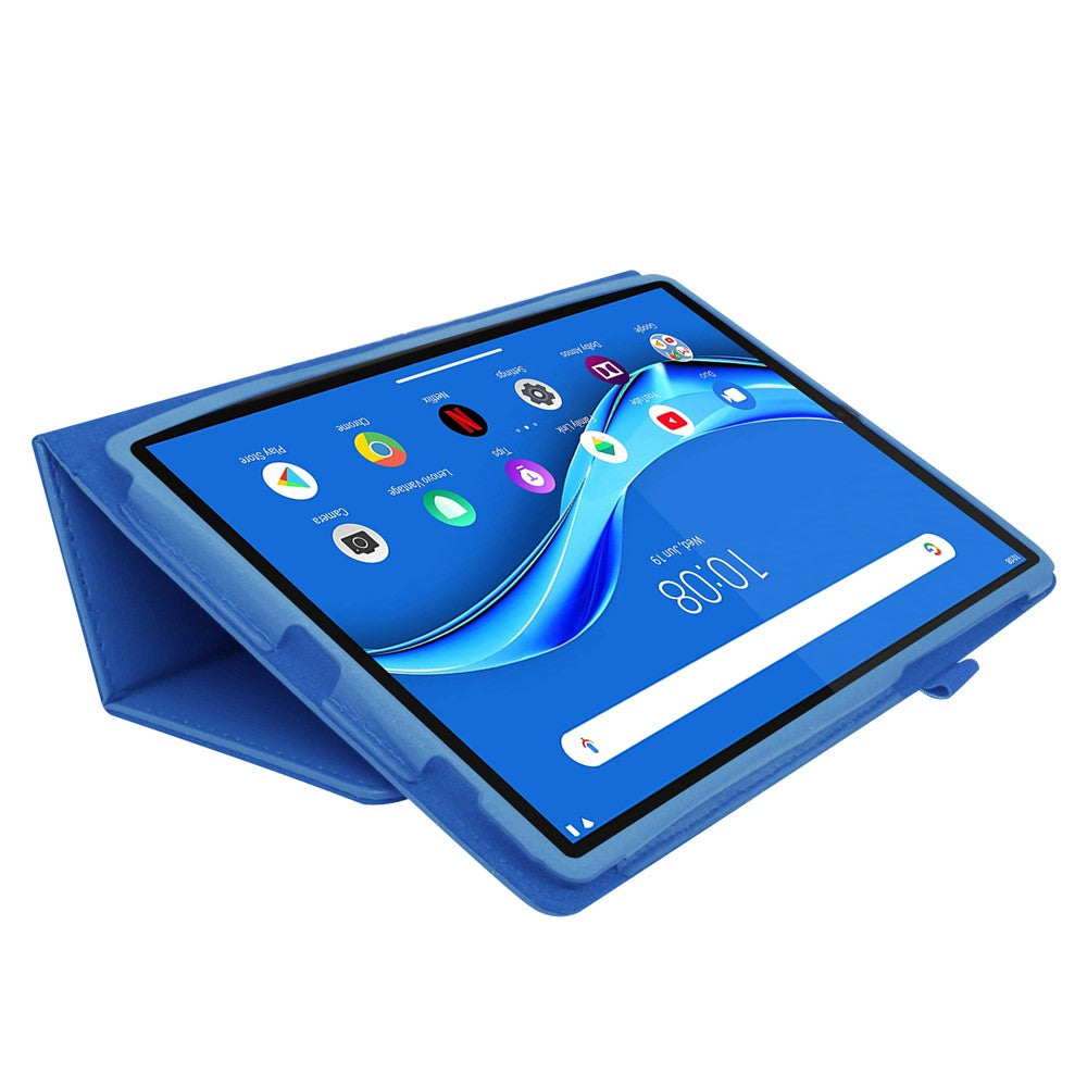 For Lenovo Tab M10 Plus TB-X606F PU Leather Case Shockproof Flip Tablet Cover with Stand Elastic Pencil Holder - Baby Blue