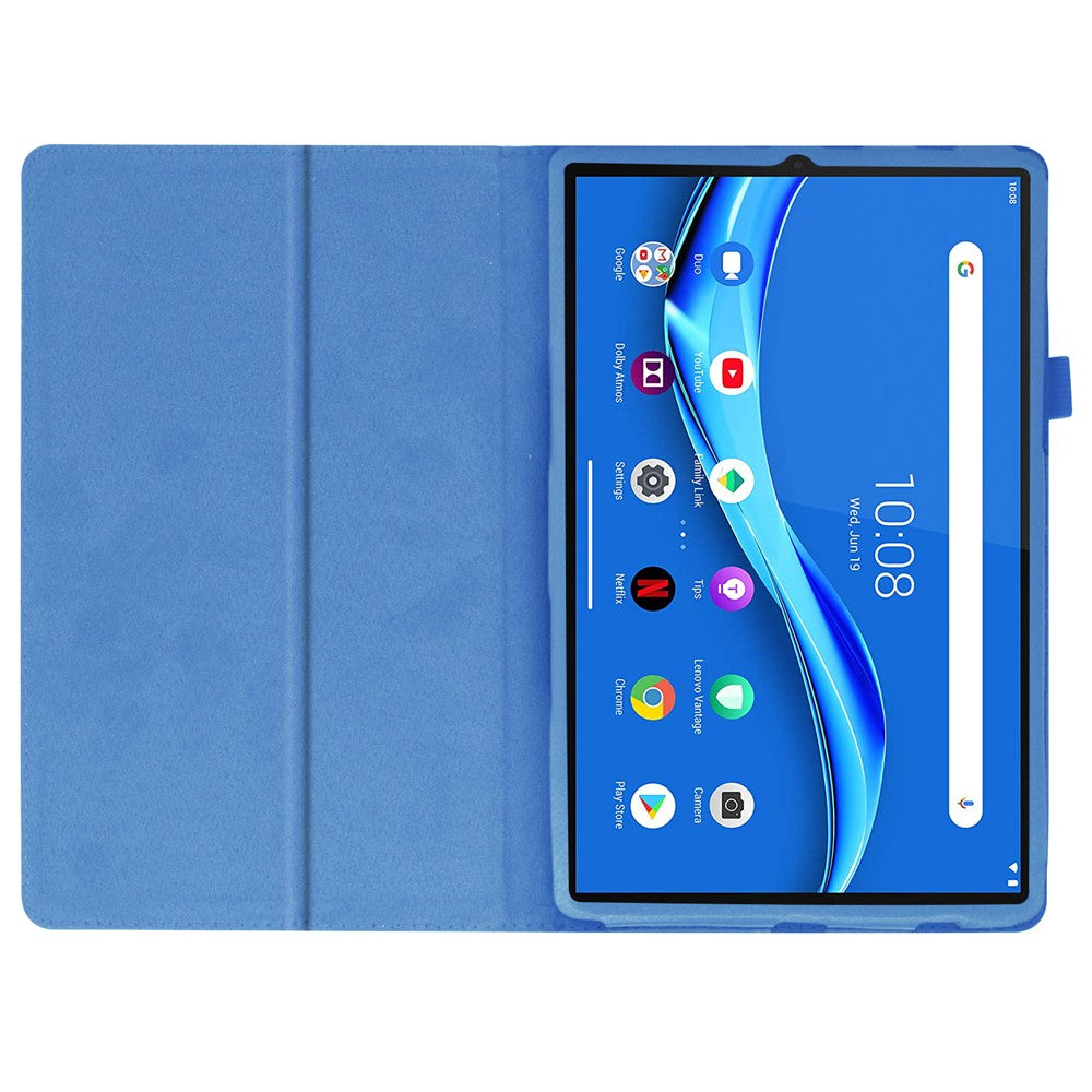 For Lenovo Tab M10 Plus TB-X606F PU Leather Case Shockproof Flip Tablet Cover with Stand Elastic Pencil Holder - Baby Blue