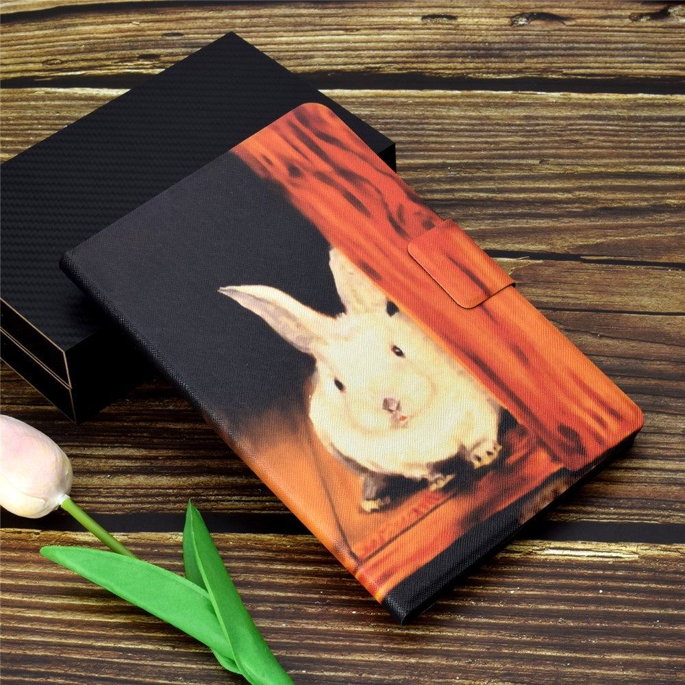 Pattern Printing Leather Stand Tablet Cover for Lenovo Tab M10 TB-X605F - Rabbit