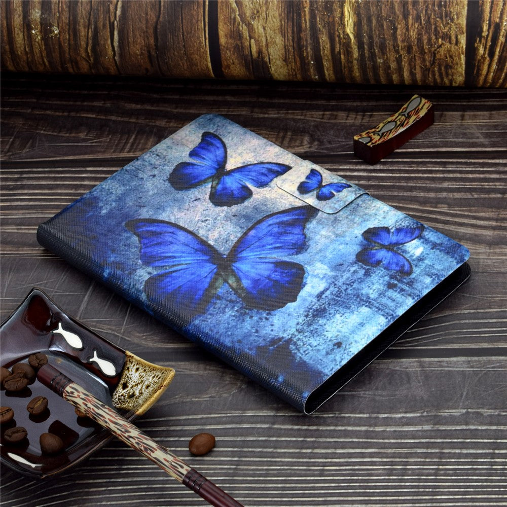 Pattern Printing Leather Stand Tablet Cover for Lenovo Tab M10 TB-X605F - Blue Butterflies