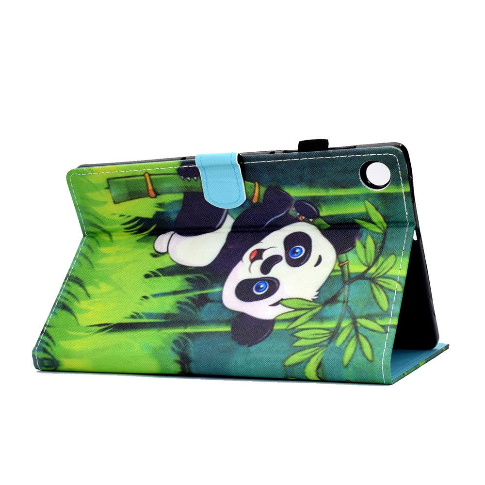 Pattern Printing Stand Card Holder Leather Tablet Case for Lenovo Tab M10 Plus TB-X606F - Panda and Bamboo