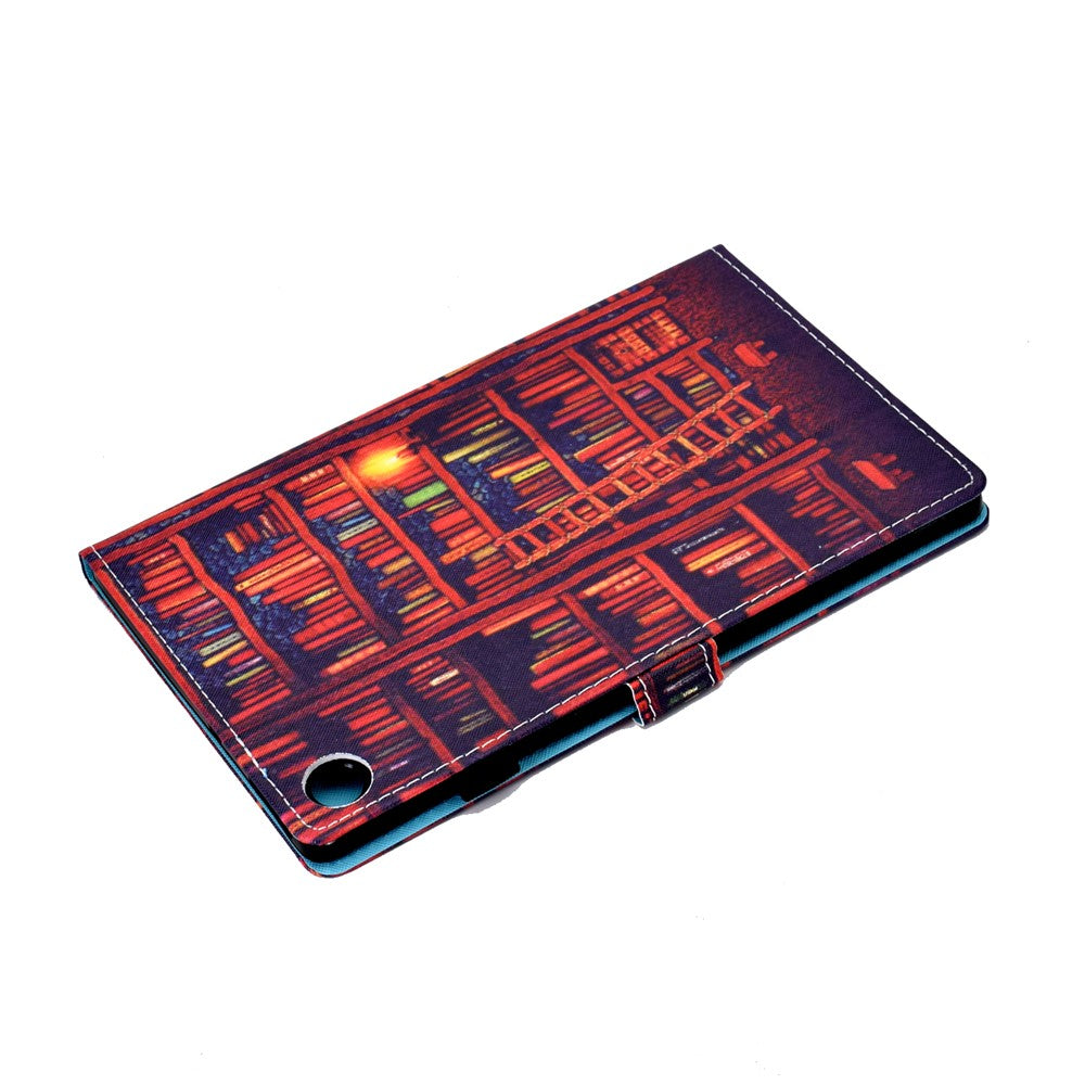 Pattern Printing Stand Card Holder Leather Tablet Case for Lenovo Tab M10 Plus TB-X606F - Bookshelf