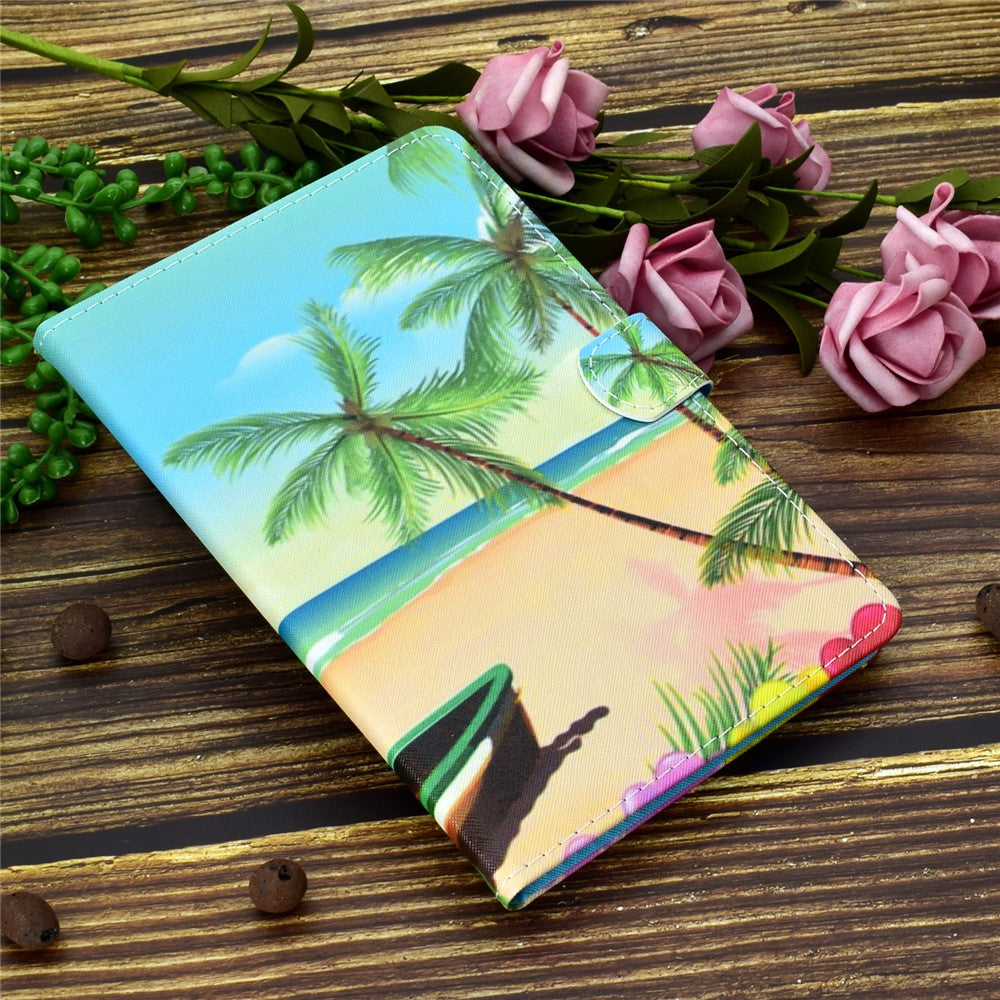 Pattern Printing Stand Card Holder Leather Tablet Case for Lenovo Tab M10 Plus TB-X606F - Beach