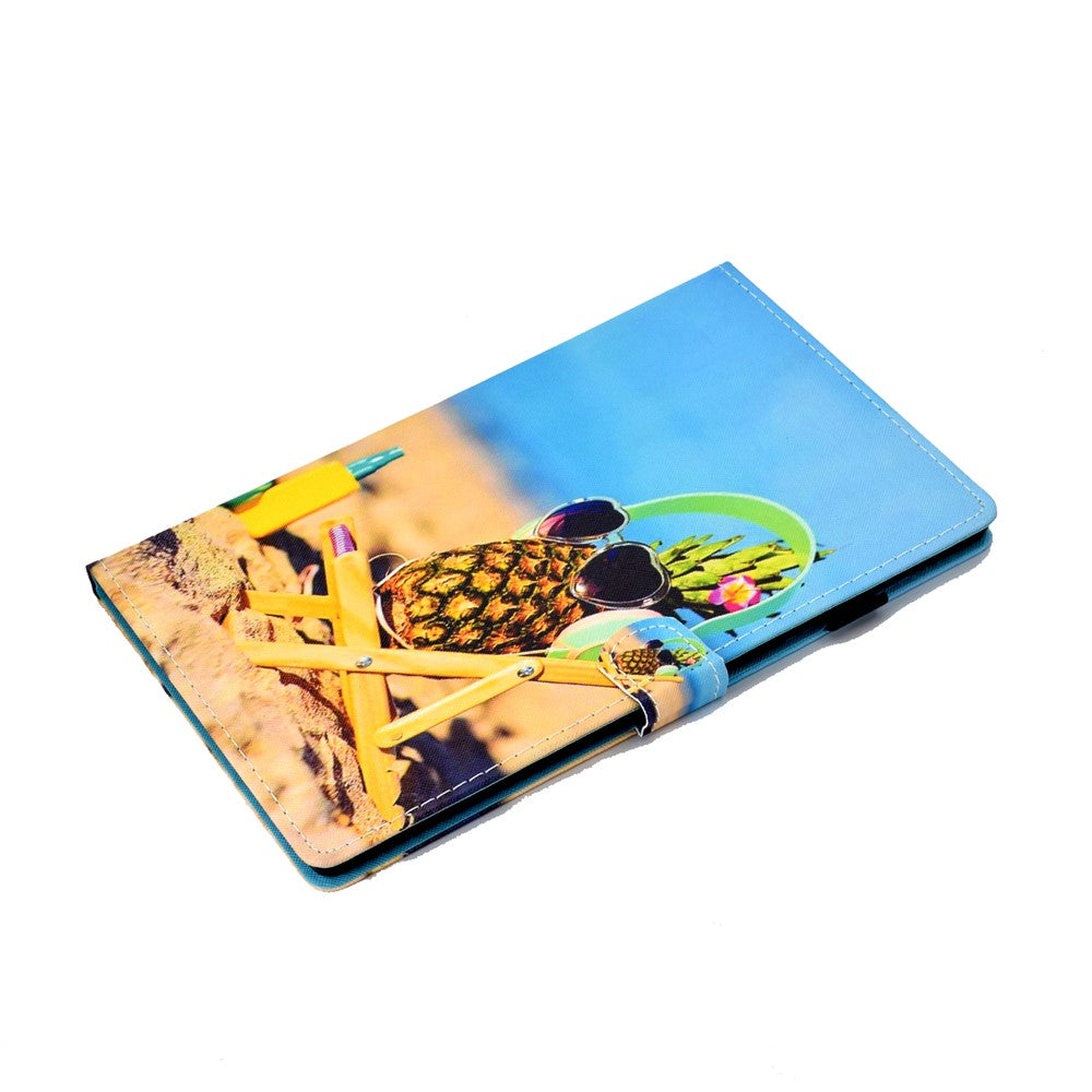 Pattern Printing Stand Card Holder Leather Tablet Case for Lenovo Tab M10 Plus TB-X606F - Pineapple