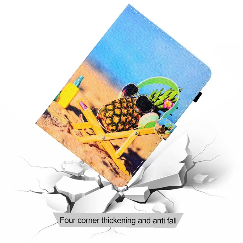 Pattern Printing Stand Card Holder Leather Tablet Case for Lenovo Tab M10 Plus TB-X606F - Pineapple