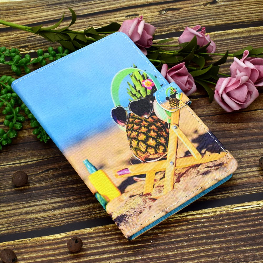 Pattern Printing Stand Card Holder Leather Tablet Case for Lenovo Tab M10 Plus TB-X606F - Pineapple