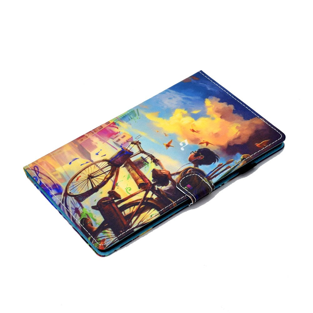 Pattern Printing Stand Card Holder Leather Tablet Case for Lenovo Tab M10 Plus TB-X606F - Boy and Bicycle