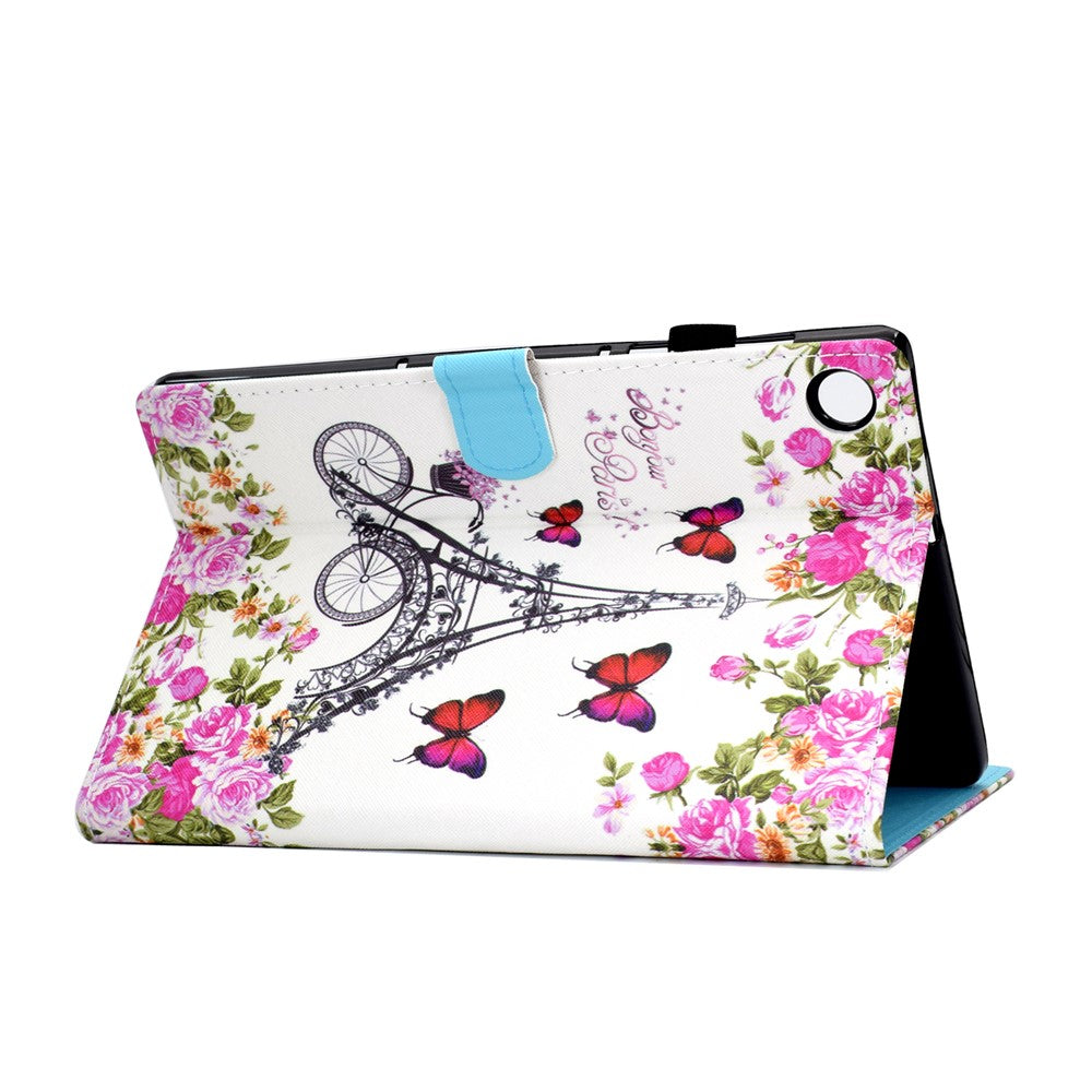 Pattern Printing Stand Card Holder Leather Tablet Case for Lenovo Tab M10 Plus TB-X606F - Eiffel Tower
