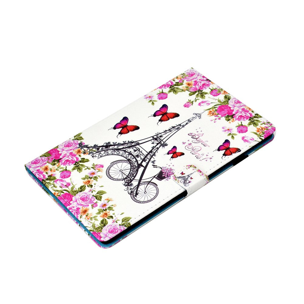 Pattern Printing Stand Card Holder Leather Tablet Case for Lenovo Tab M10 Plus TB-X606F - Eiffel Tower