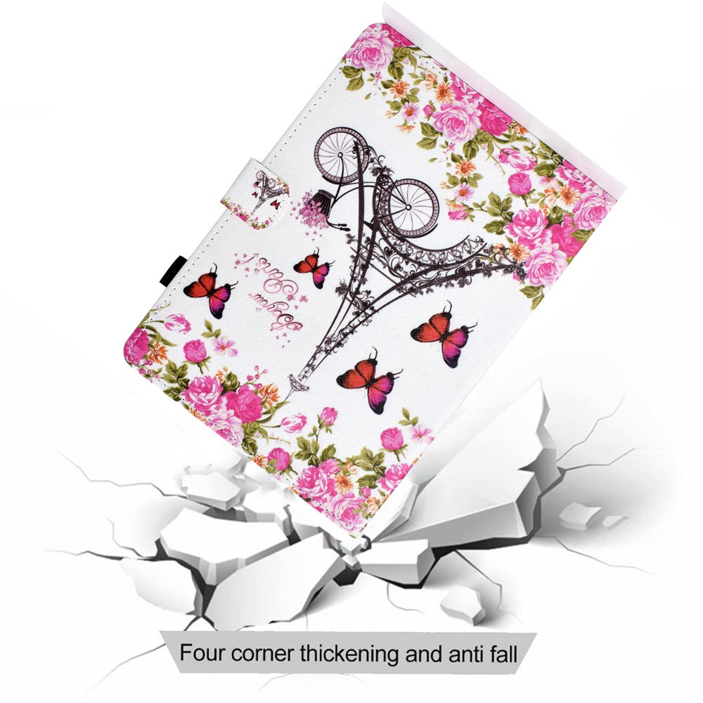 Pattern Printing Stand Card Holder Leather Tablet Case for Lenovo Tab M10 Plus TB-X606F - Eiffel Tower