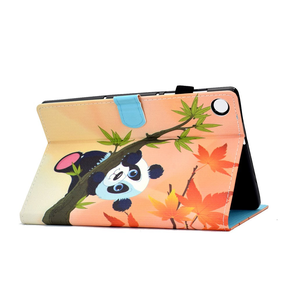 Pattern Printing Stand Card Holder Leather Tablet Case for Lenovo Tab M10 Plus TB-X606F - Panda on Tree