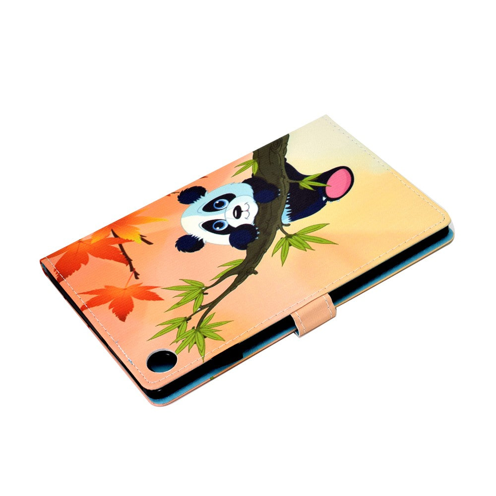 Pattern Printing Stand Card Holder Leather Tablet Case for Lenovo Tab M10 Plus TB-X606F - Panda on Tree