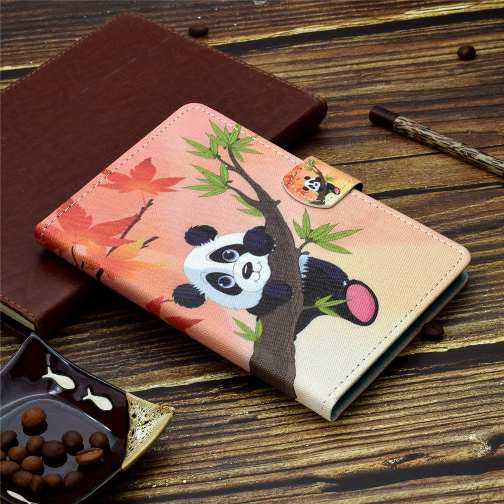 Pattern Printing Stand Card Holder Leather Tablet Case for Lenovo Tab M10 Plus TB-X606F - Panda on Tree