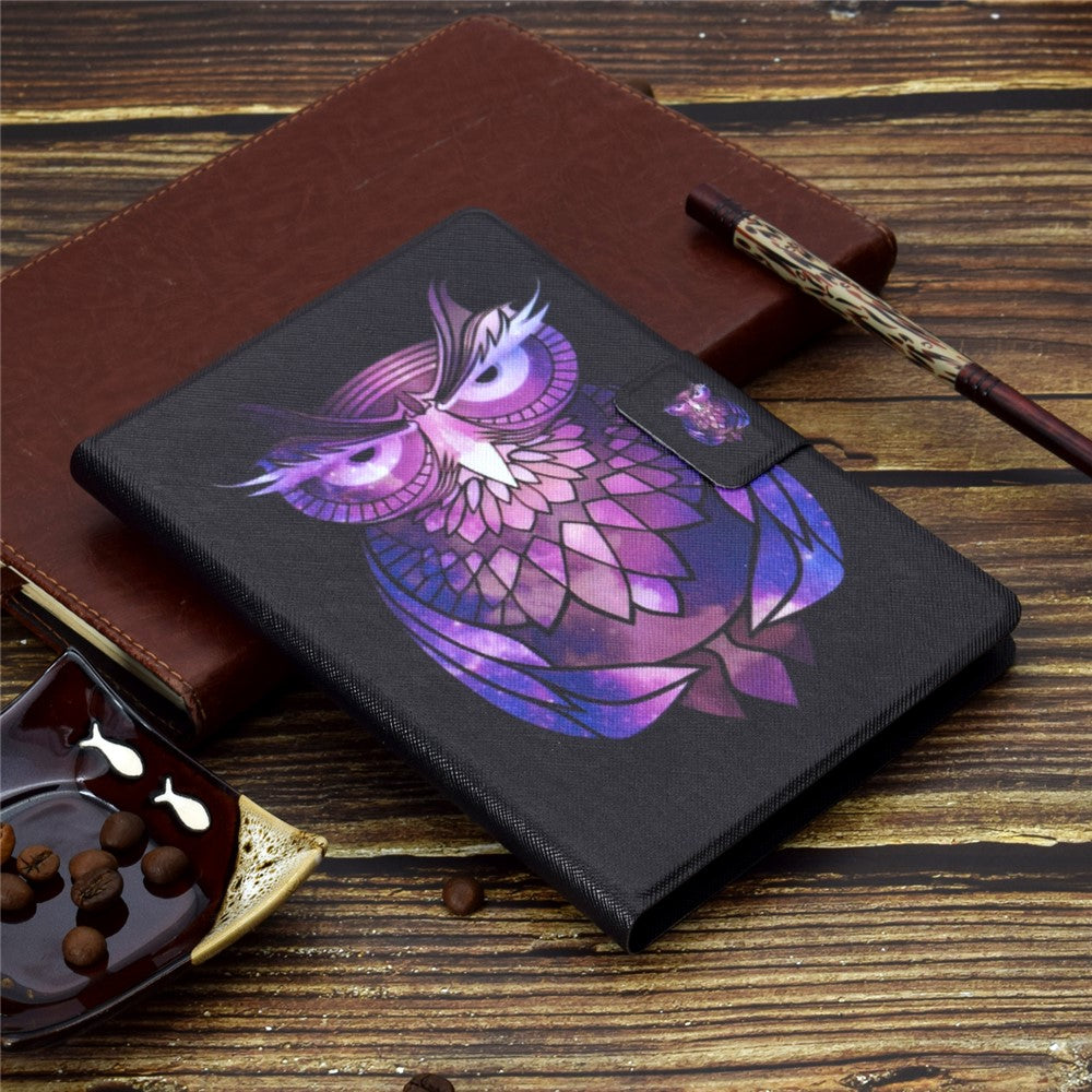 Pattern Printing Leather Stand Tablet Shell for Lenovo Tab M10 Plus TB-X606F - Purple Owl