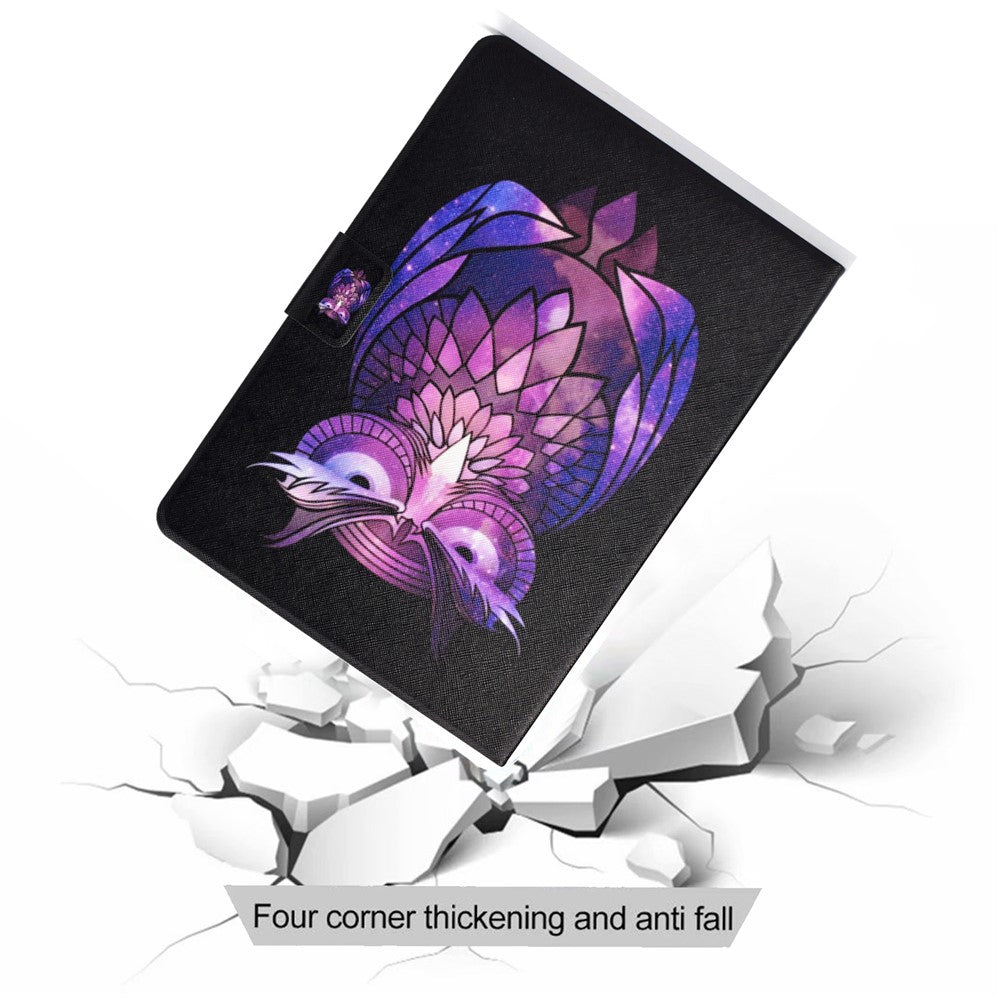 Pattern Printing Leather Stand Tablet Shell for Lenovo Tab M10 Plus TB-X606F - Purple Owl