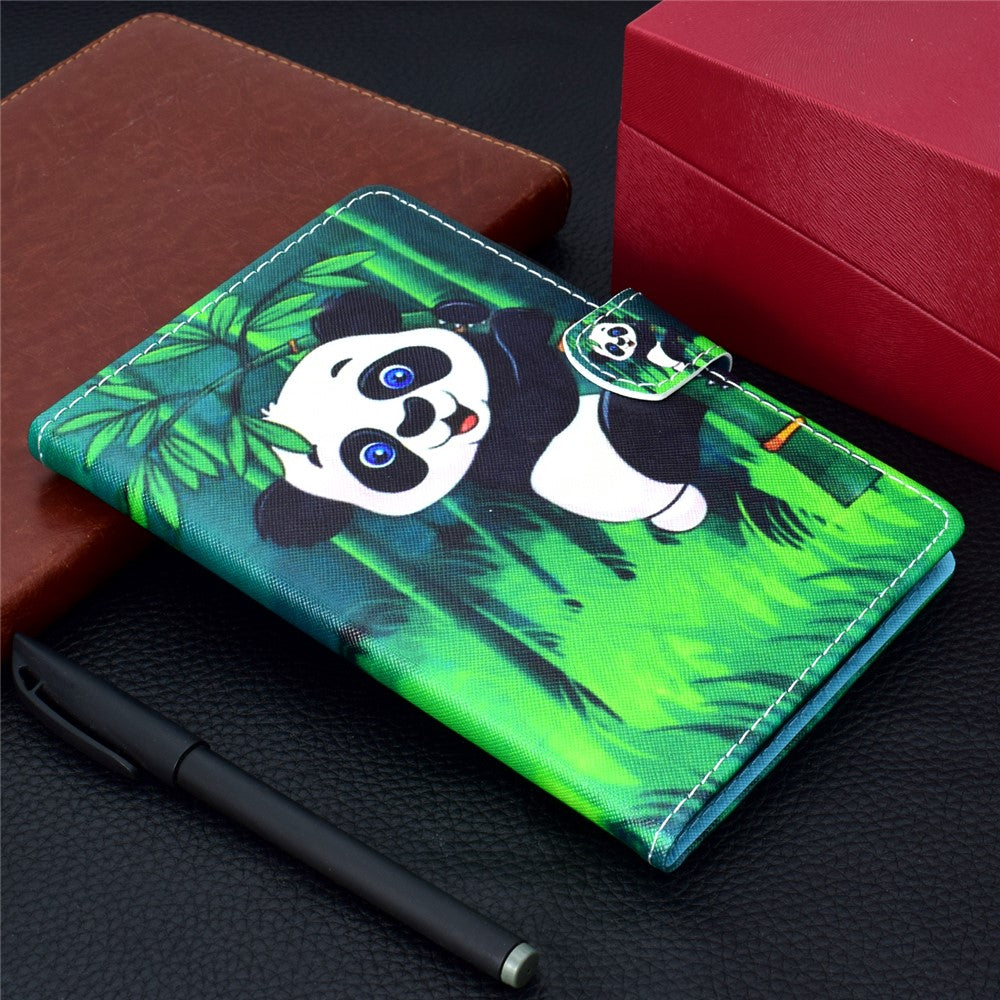 Pattern Printing Leather Card Holder Tablet Case for Lenovo Tab M10 TB-X605F - Climbing Panda