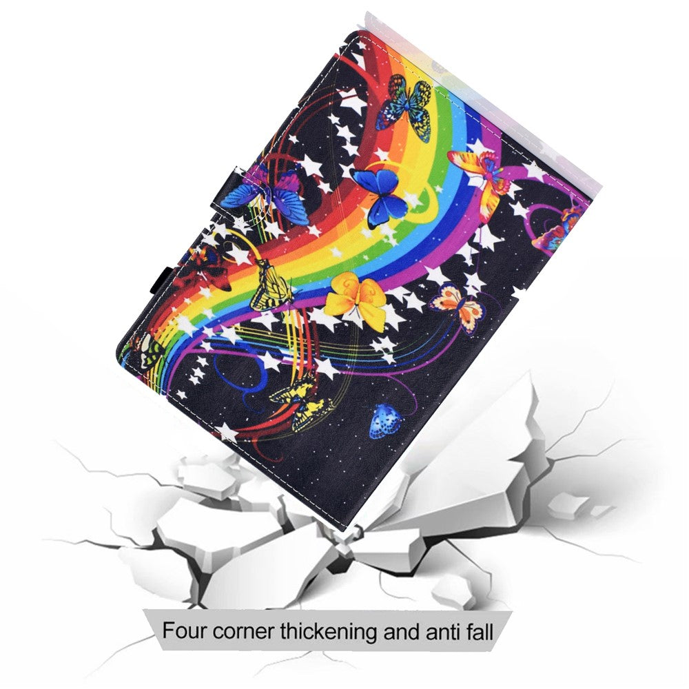 Pattern Printing Leather Card Holder Tablet Case for Lenovo Tab M10 TB-X605F - Rainbow and Butterfly