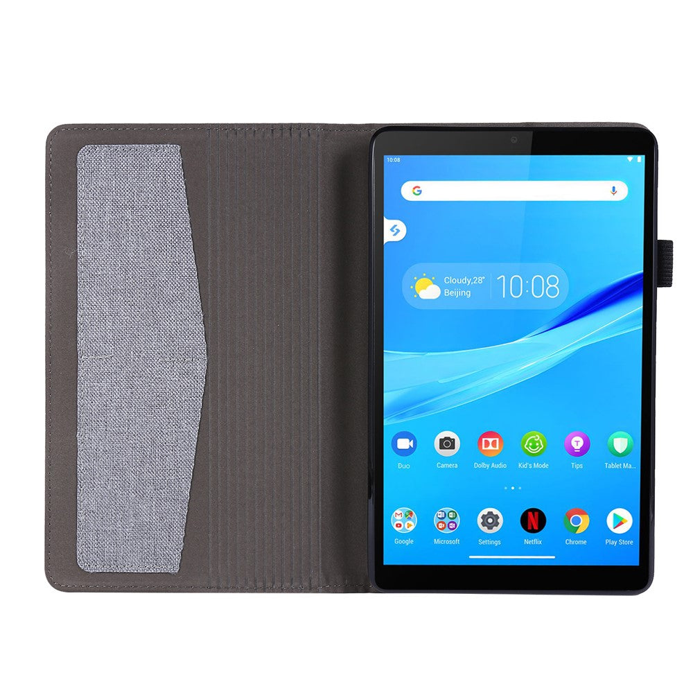 Cloth Texture Card Slots Stand Leather Cover for Lenovo Tab M8/Tab M8 (2nd Gen) - Grey