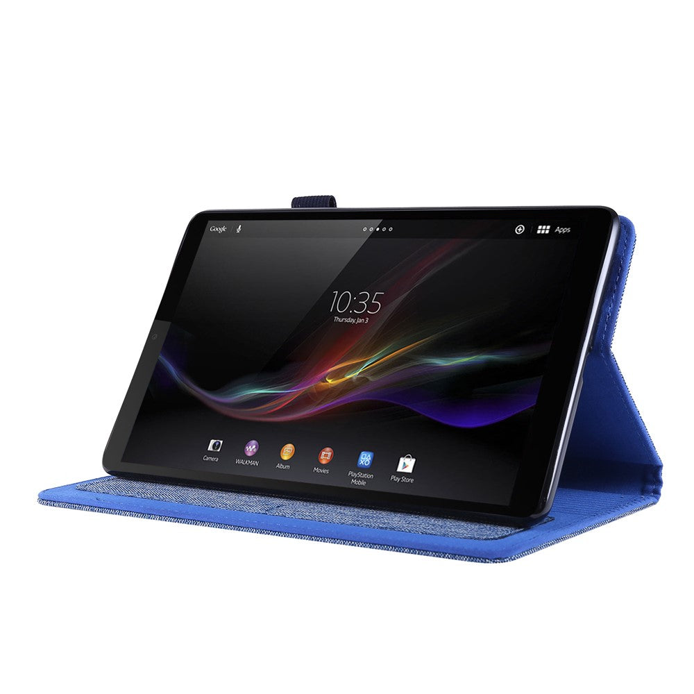 Cloth Texture Card Slots Stand Leather Cover for Lenovo Tab M8/Tab M8 (2nd Gen) - Blue