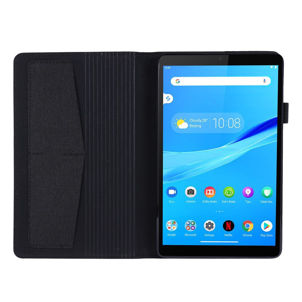 Cloth Texture Card Slots Stand Leather Cover for Lenovo Tab M8/Tab M8 (2nd Gen) - Black