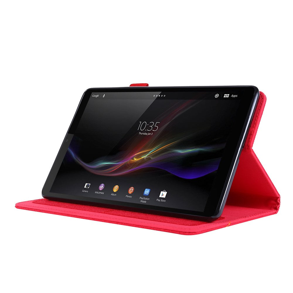 Cloth Texture Card Slots Stand Leather Cover for Lenovo Tab M8/Tab M8 (2nd Gen) - Red