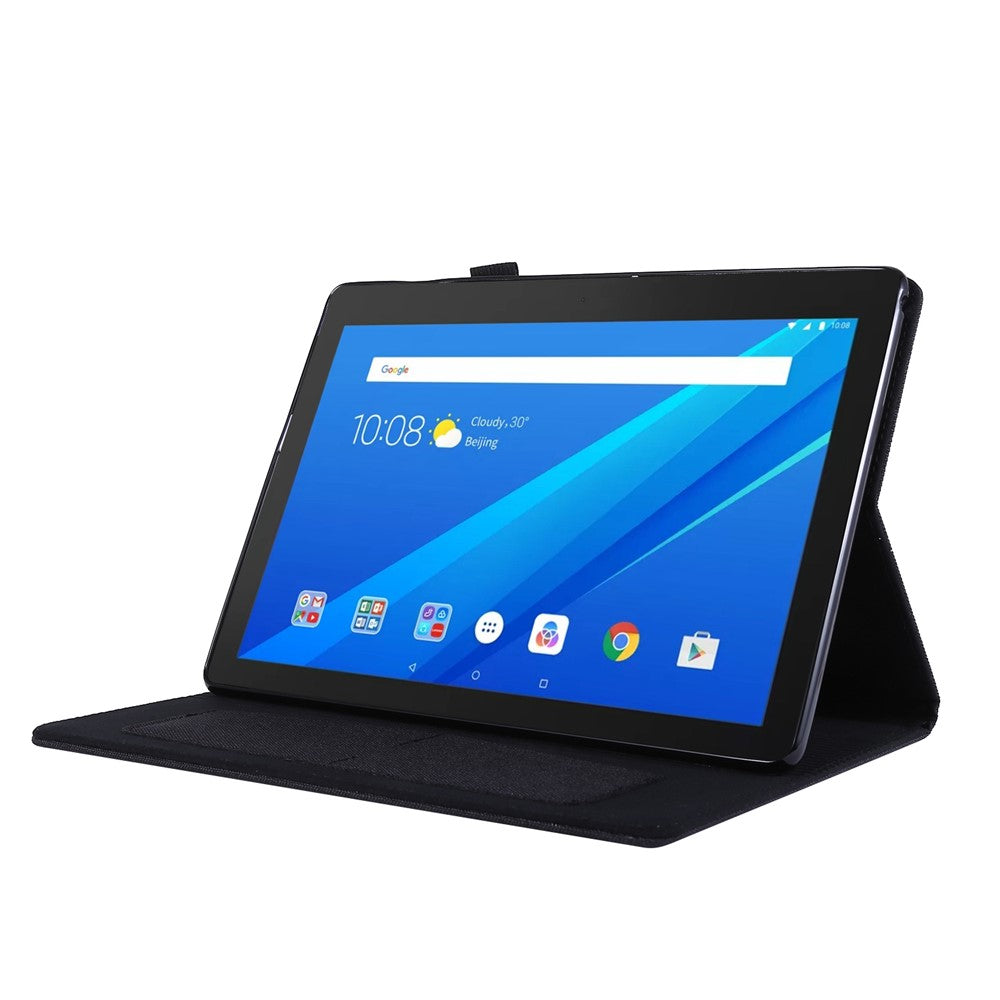 Cloth Texture Card Slots Leather Protective Case for Lenovo Tab M10 TB-X605F - Black
