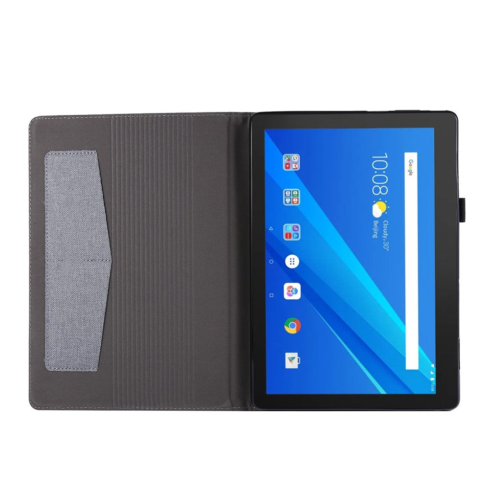 Cloth Texture Card Slots Leather Protective Case for Lenovo Tab M10 TB-X605F - Grey