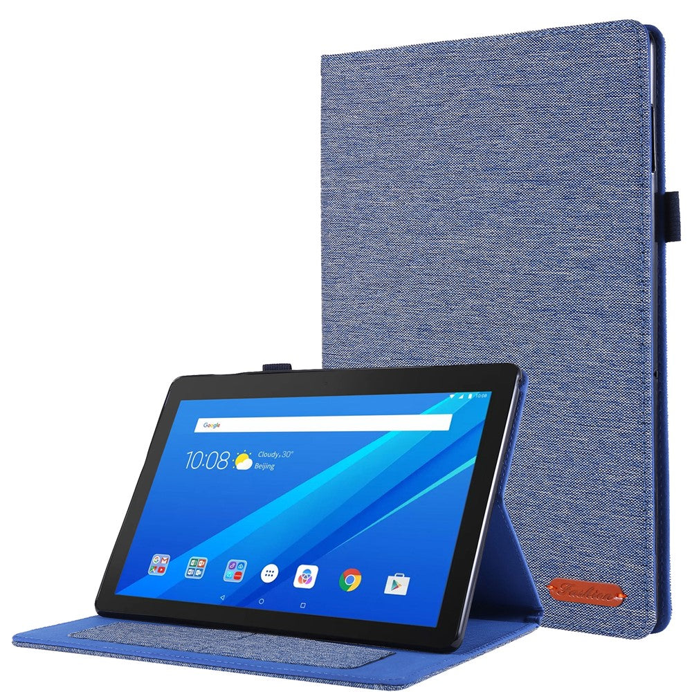 Cloth Texture Card Slots Leather Protective Case for Lenovo Tab M10 TB-X605F - Blue