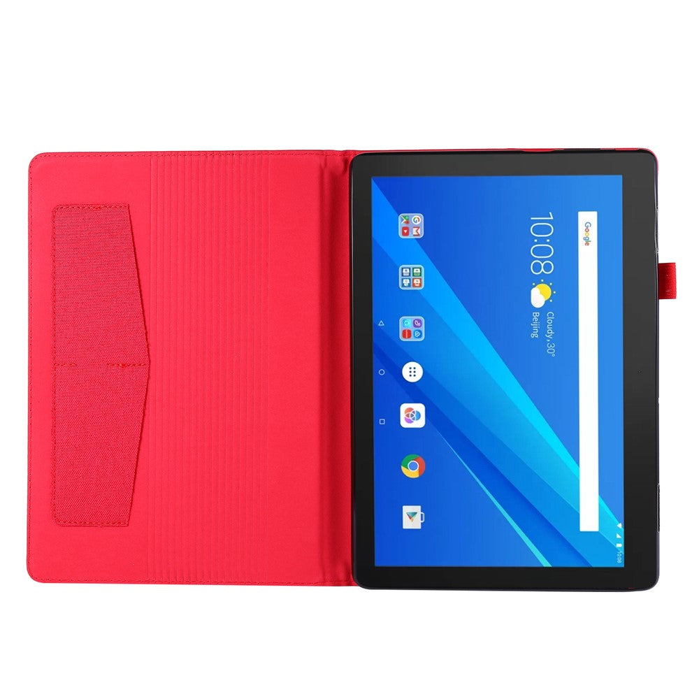 Cloth Texture Card Slots Leather Protective Case for Lenovo Tab M10 TB-X605F - Red
