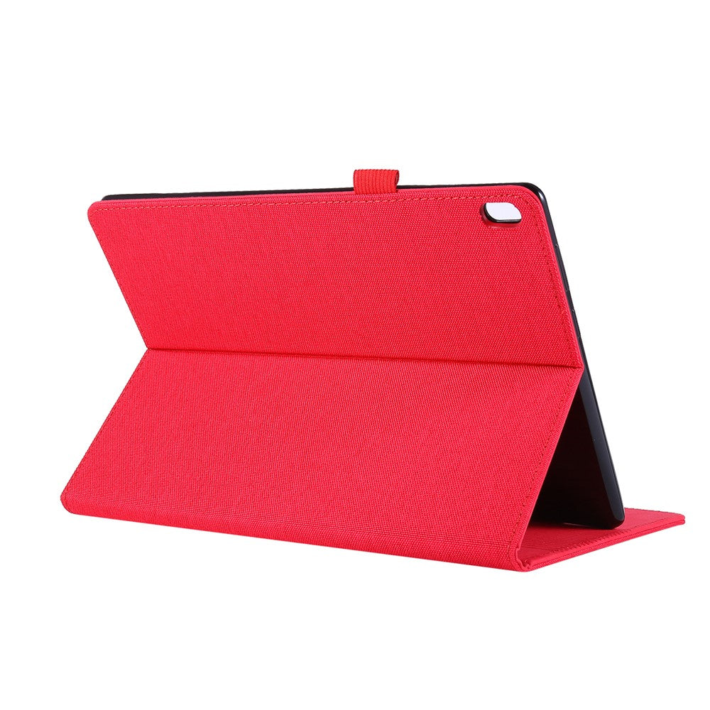 Cloth Texture Card Holder Stand Leather Case for Lenovo Tab P10 - Red