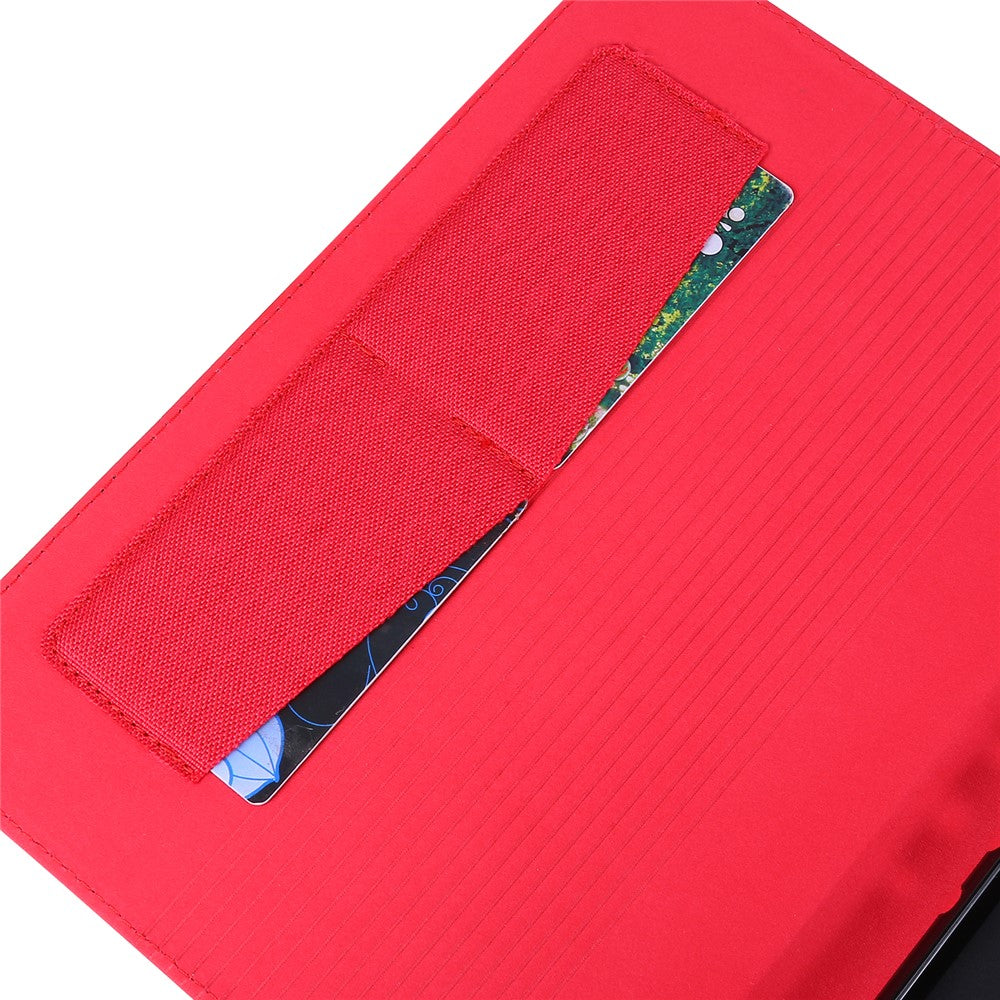 Cloth Texture Card Holder Stand Leather Case for Lenovo Tab P10 - Red