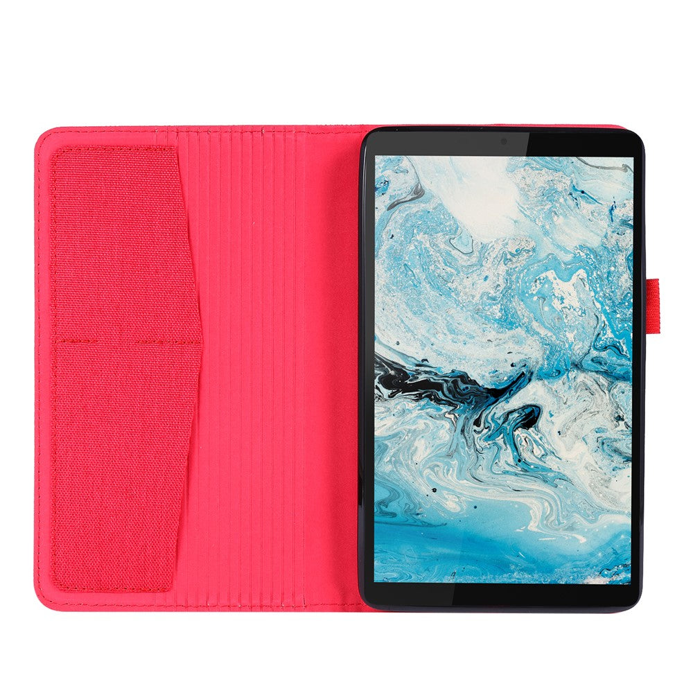 Cloth Texture Card Slots Stand Leather Protective Cover for Lenovo Tab M7 (2nd Gen) TB-7305F / (3rd Gen) - Red