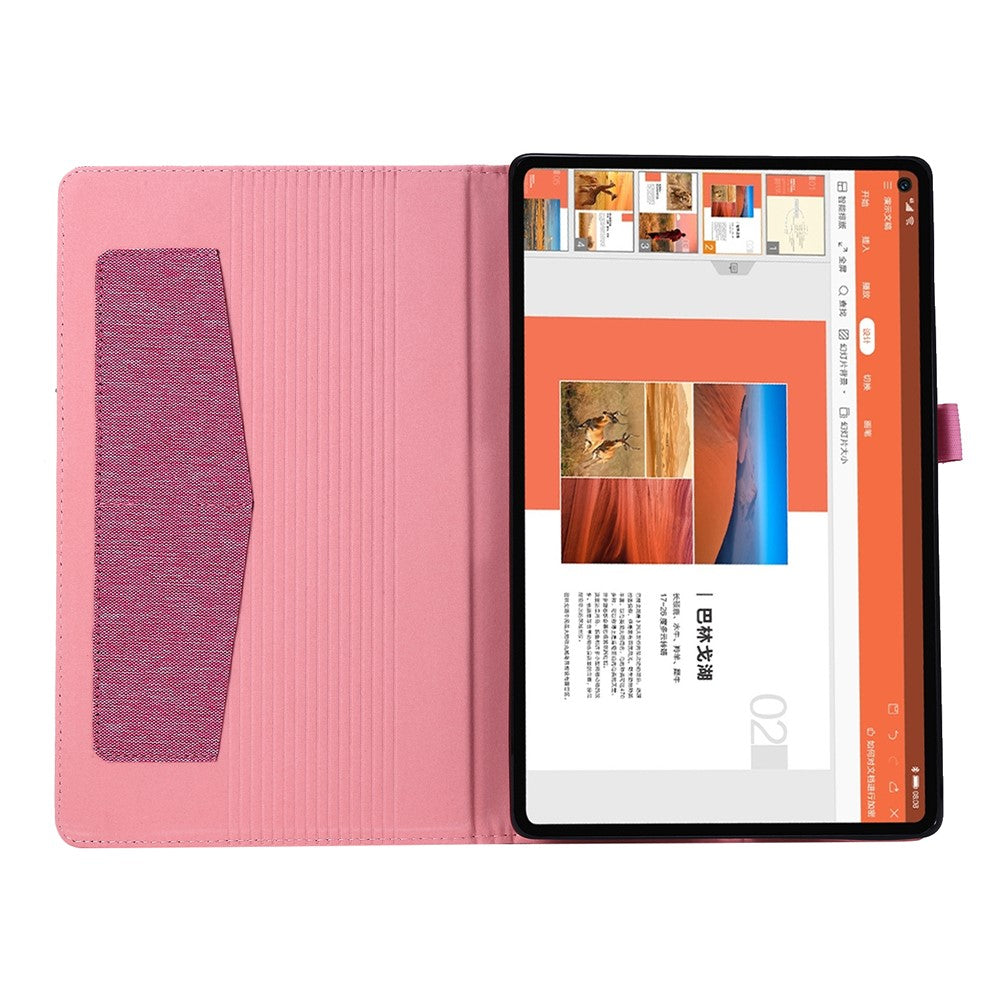 For Lenovo Tab M10 Plus Leather Case Scratch Resistant Flip Tablet Cover with Stand Card Slots - Pink