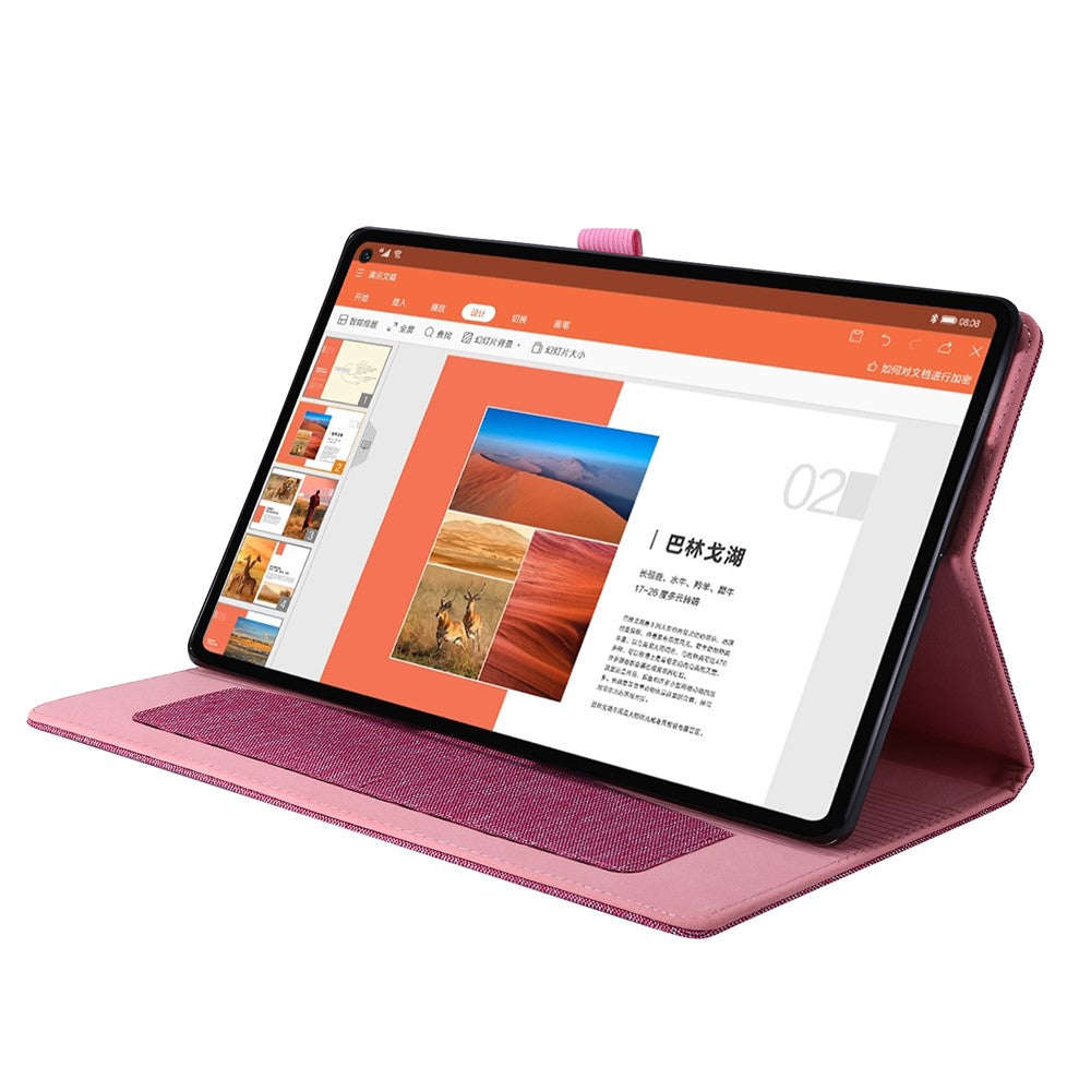 For Lenovo Tab M10 Plus Leather Case Scratch Resistant Flip Tablet Cover with Stand Card Slots - Pink